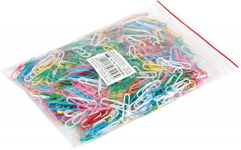 PAPER CLIPS, OFFICE PRODUCTS, VINYL COATED, 28MM, 500PCS/OPP BAG, ASSORTED COLOURS