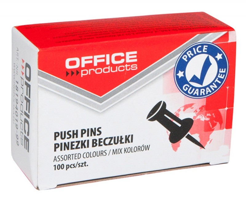 PUSH PINS, 100 PCS IN PAPER BOX OFFICE PRODUCTS