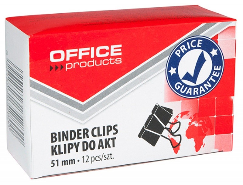 BINDER CLIPS, 51MM, OFFICE PRODUCTS 12 PCS