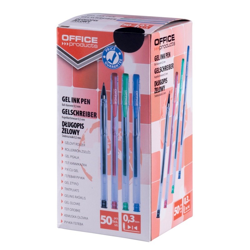 GEL INK PEN, OFFICE PRODUCTS, CLASSIC , W.LINE 0,3MM, TIP 0,5MM, RED