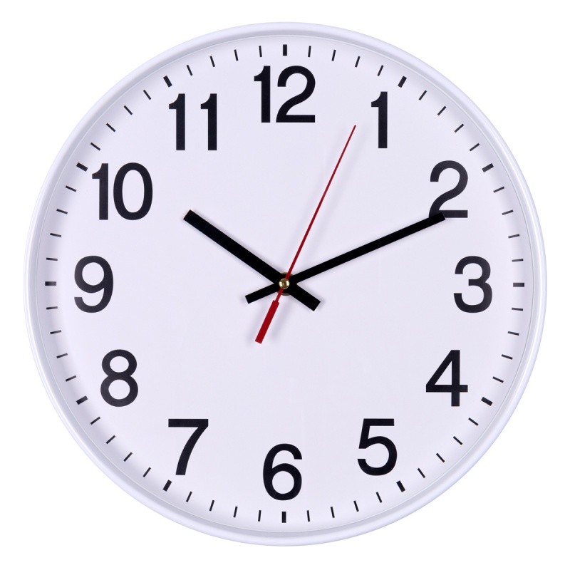 WALL CLOCK, OFFICE PRODUCTS, PLASTIC, 300MM, WHITE