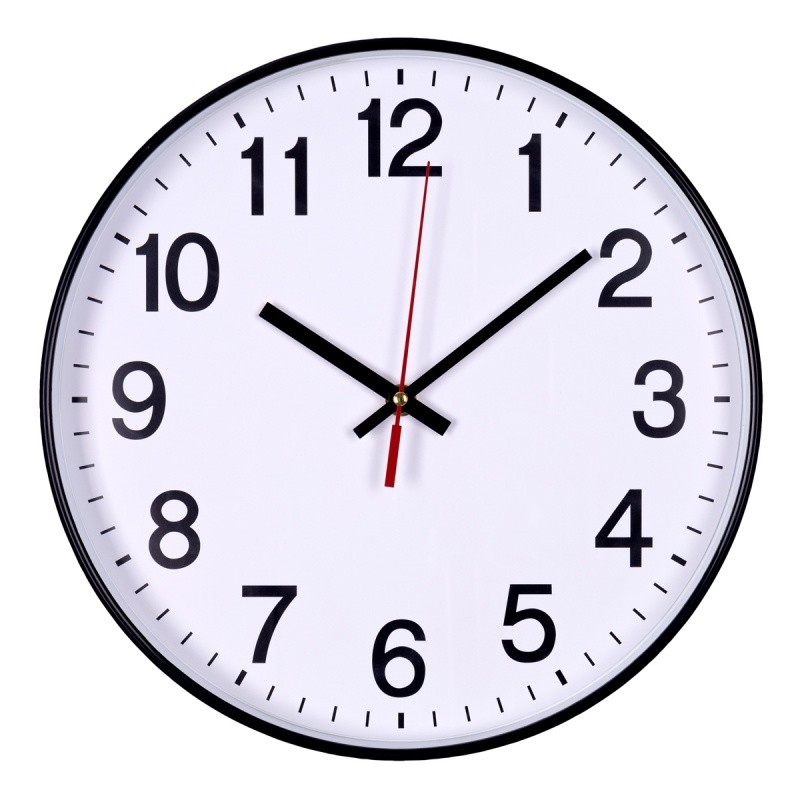 WALL CLOCK, OFFICE PRODUCTS, PLASTIC, 340MM, BLACK