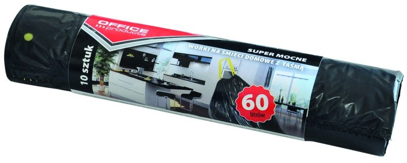 REFUSE SACKS WITH STRING (RIDEX) 60L 10PCS, BLACK