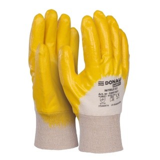 GLOVES DONAU SAFETY, NITRILE 02, CAT. II, YELLOW, SIZE 10