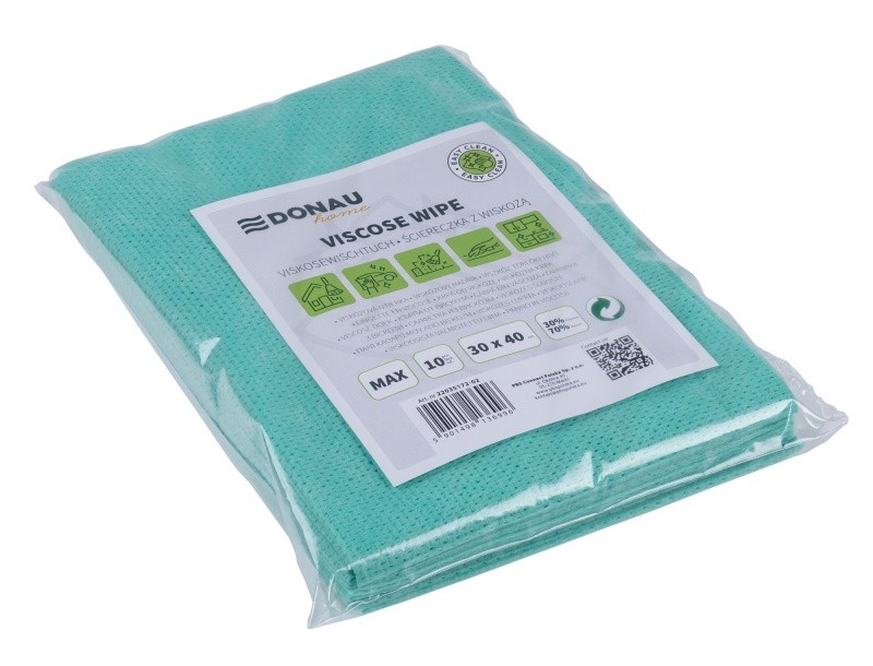 ALL-PURPOSE CLOTHS, VISCOSE 70%,DONAU HOME, FOLDED, MAX, 30X40 CM ,GREEN,10 PCS