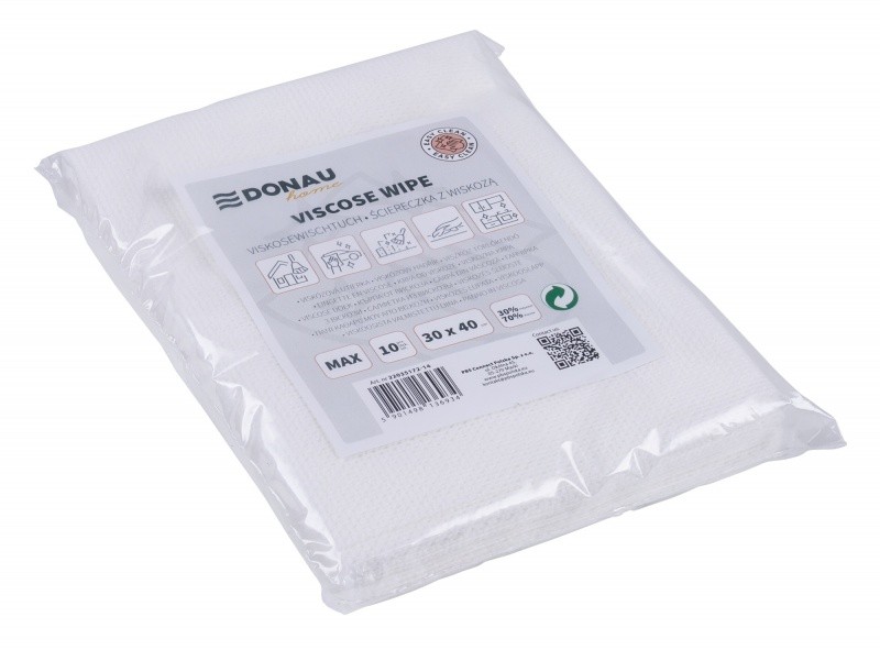 ALL-PURPOSE CLOTHS, VISCOSE 70%,DONAU HOME, FOLDED, MAX,30X40 CM ,WHITE,10 PCS