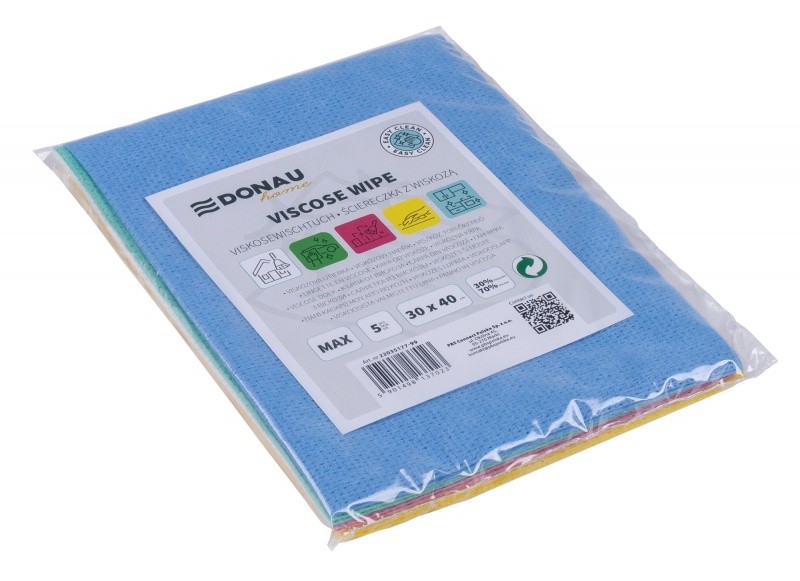 ALL-PURPOSE CLOTHS, VISCOSE 70%,DONAU HOME, FOLDED, MAX, 30X40 CM,MIX COL. 5 PCS