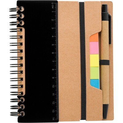 ბლოკნოტი ზამბარით B6 "ECOLOR" V2991 ყავისფერი, 60 ფურცელი, 125 წებოვანი სტიკერი, სახაზავით, ხაზი