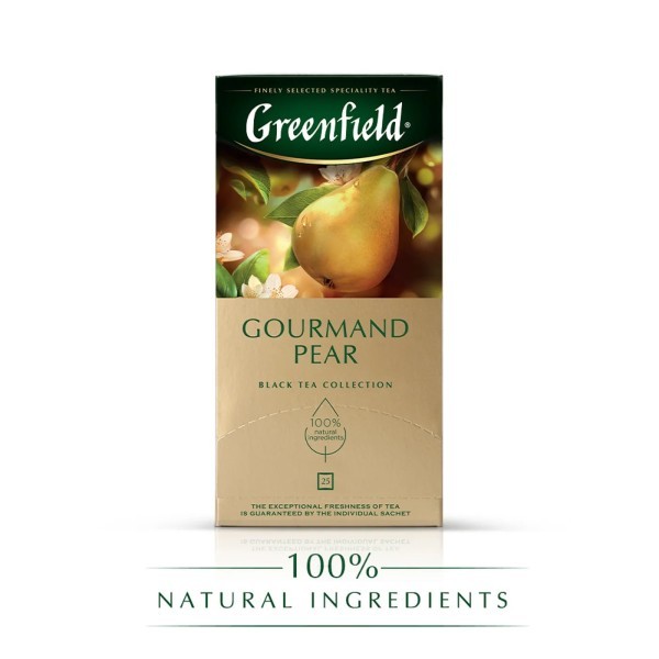 ჩაი შავი "გრინფილდი / Greenfield" GOURMAND PEAR კონვერტით 25 ც.