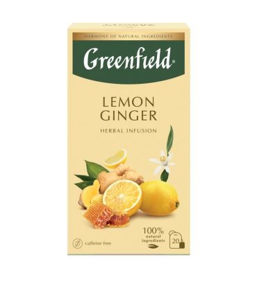 ჩაი მცენარეული "გრინფილდი / Greenfield" LEMON GINGER კონვერტით 20 ც.
