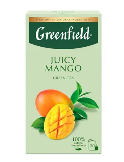 ჩაი მცენარეული "გრინფილდი / Greenfield" JUICY MANGO კონვერტით 20 ც.