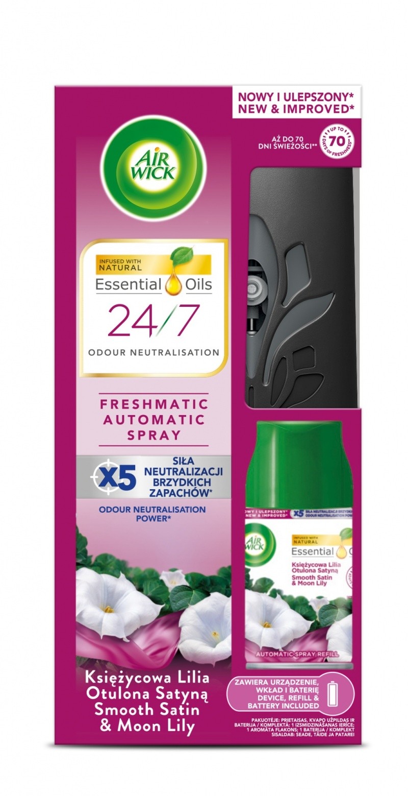 AIR WICK FRESHMATIC SET NESTED 250ML MOON LILY WRAPPED IN SATIN