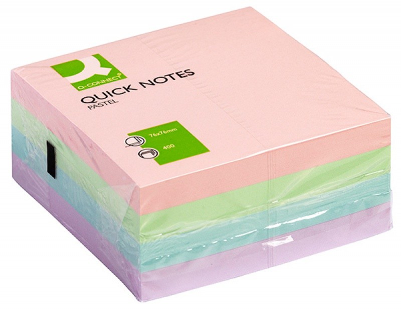 SELF STICK NOTES 76X76MM 4 COLOURS X 100 SHEETS PASTEL