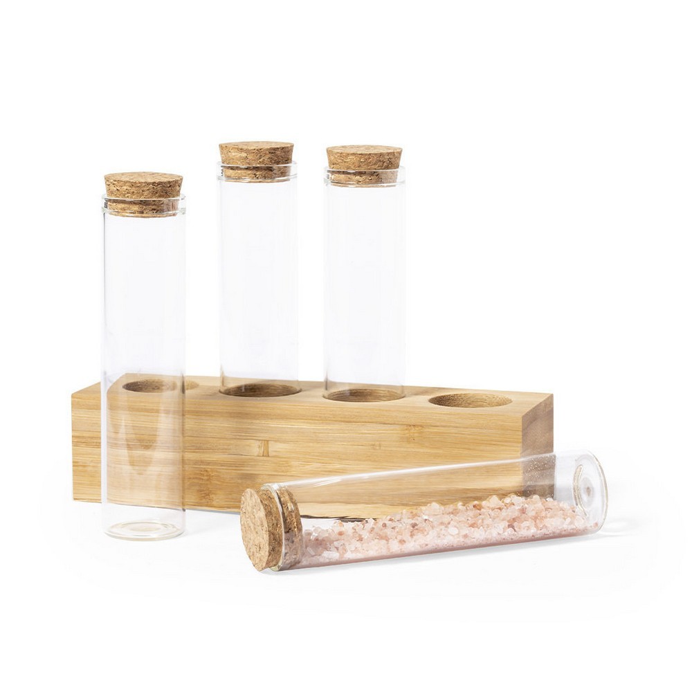 Bamboo spice container set