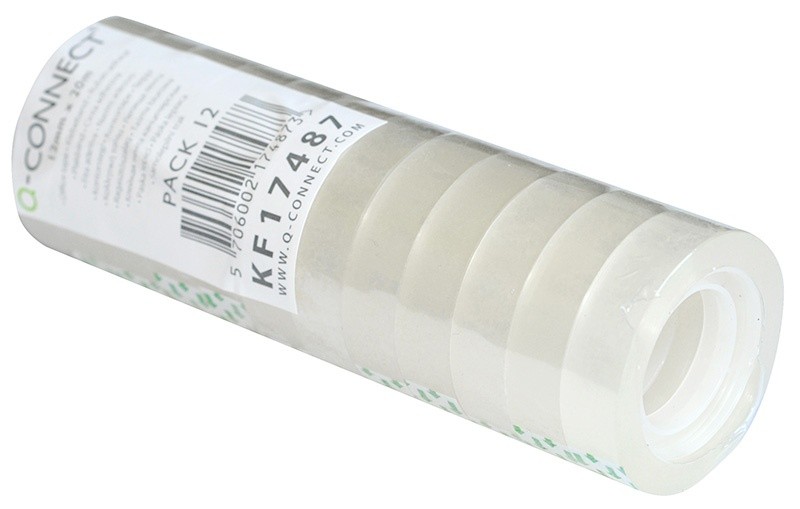 SELF-ADHESIVE TAPE, Q-CONNECT, 12MM X 20M, 12PCS, CLEAR