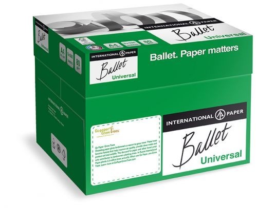 (ყუთი-5შეკვრა) A4 საბეჭდი ქაღალდი BALLET UNIVERSAL 80 გრ. 500 ფურც. - საბითუმო შეთავაზება