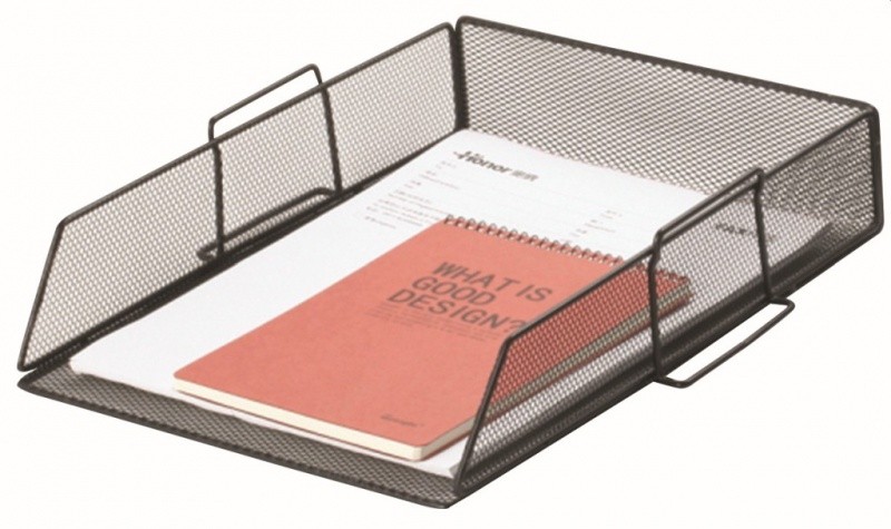 LETTER TRAY, Q-CONNECT, STACKABLE, STEEL, MESH, BLACK