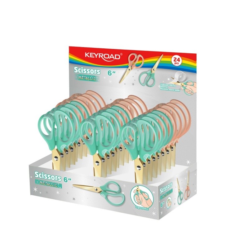 მაკრატელი KEYROAD Metallic, Titanium ზედაპირი, 15.5სმ, შერეული ფერები