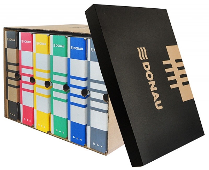 საარქივე ყუთი მუყაო ყავისფერი წინიდან ხდადი DONAU 363x545x317 (საქაღალდის გარეშე)