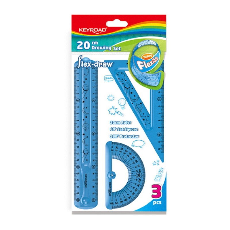 სახაზავების ნაკრები KEYROAD გეომეტრიული, 20სმ, 4 ცალიანი, ფერები განსხვავდება