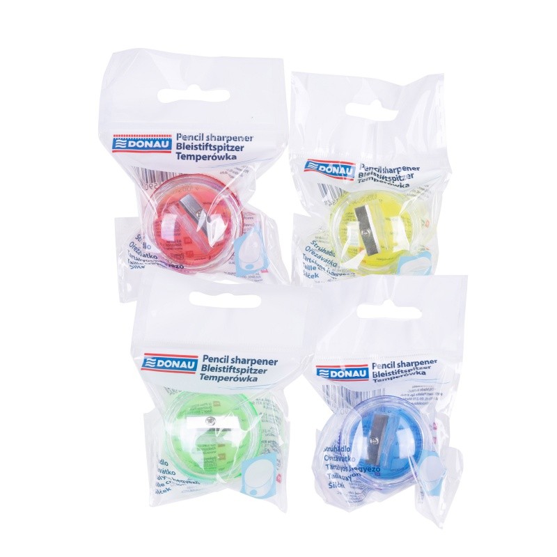 TS804 PLASTIC SHARPENER SMALL ROUND HEAD IN ASSORTED COLORS