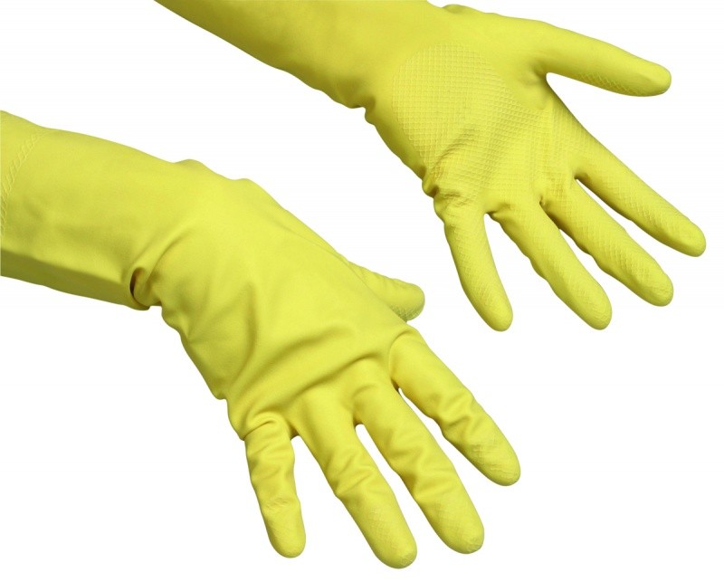 LATEX GLOVES, CONTRACT, SIZE M, YELLOW