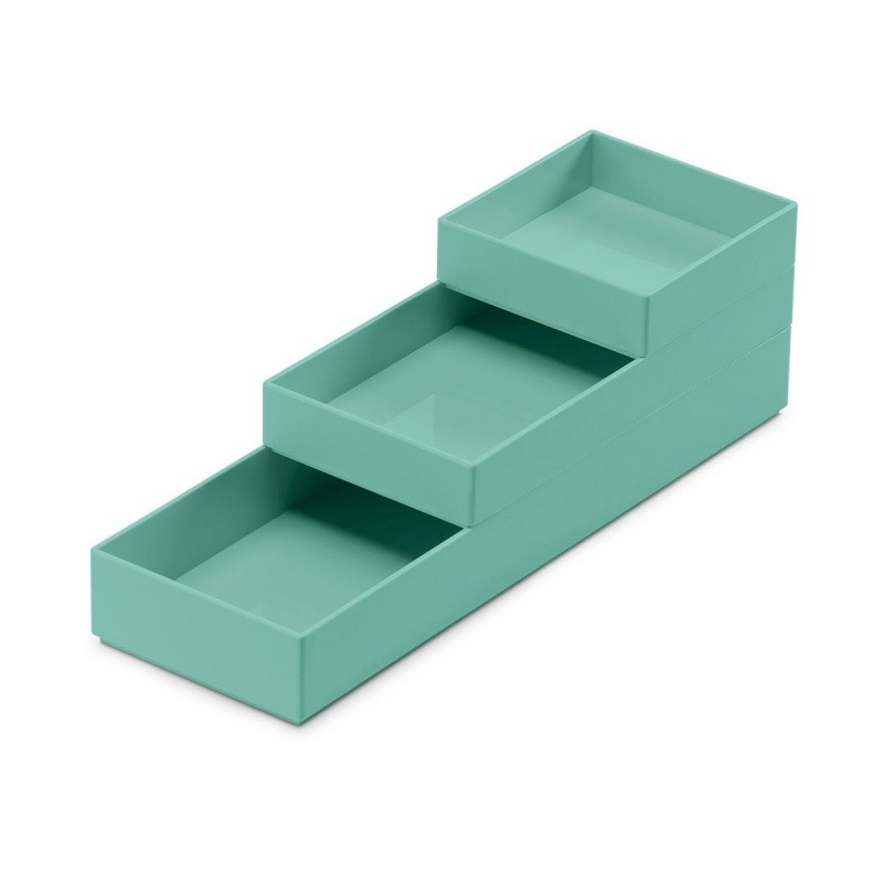 MODULAR TRAY moxom CONTAINER SET (250x80x55MM) 3 PCS TURQUOISE