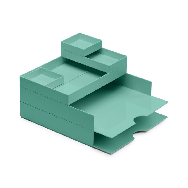 MODULAR DESK SET WITH DRAWERS moxom CONTAINER SET (320x260x60MM) 6 PCS TURQUOISE