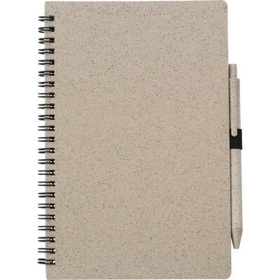 Wheat straw notebook approx. A5 with ball pen