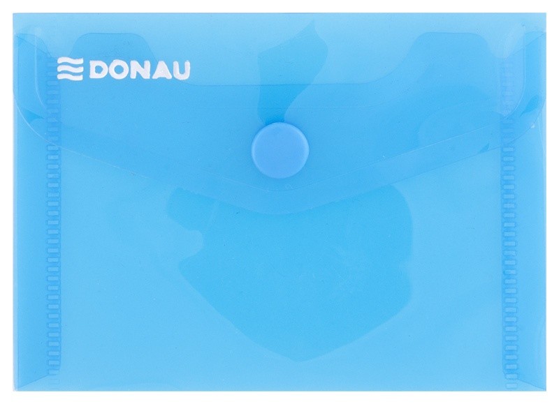 ENVELOPE FOLDER, DONAU, PP, A7, WITH SNAP CLOSURE, 180MIC, TRAN. BLUE