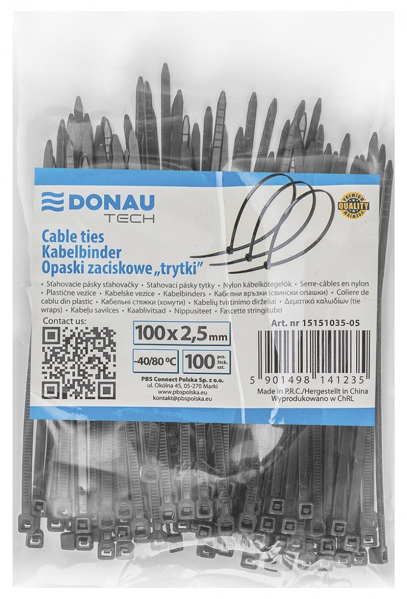 ხამუთი DONAU TECH 100x2.5მმ, 100 ცალიანი, TEMP -40/80, შავი