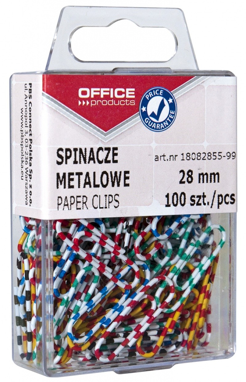 PAPER CLIPS OFFICE PRODUCTS ZEBRA VINYL COATED IN PLASTIC BOX 28 MM, 100 PCS