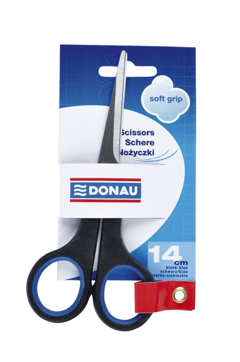 SCISSORS 14 CM BLACK-BLUE SOFT GRIPS