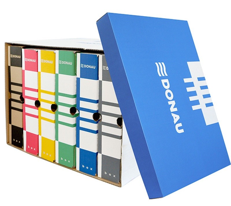 FILE STORAGE BOX FOR MULTIPLE FILES, CARDBOARD, DONAU, BLUE