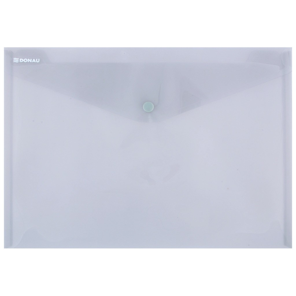 ENVELOPE FOLDER, DONAU, PP, A4, WITH SNAP CLOSURE, 180MIC, TRANSPARENT