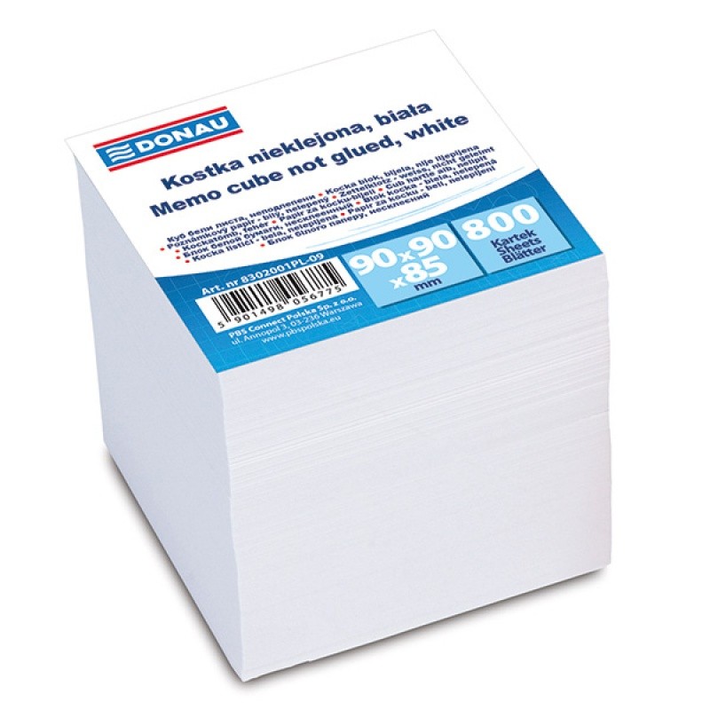 9910/E WHITE NOTES NOT GLUED, 800 SHEETS, 9X9X8,5CM