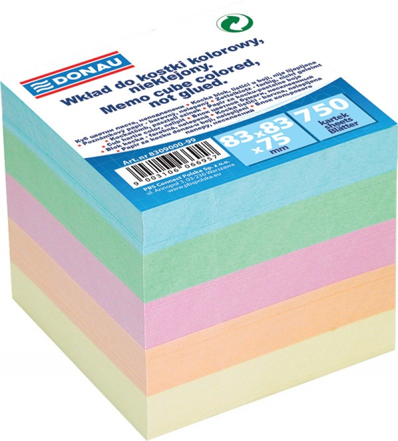 MEMO CUBE DONAU - COLOURED, NOT GLUED, 83X83X75MM