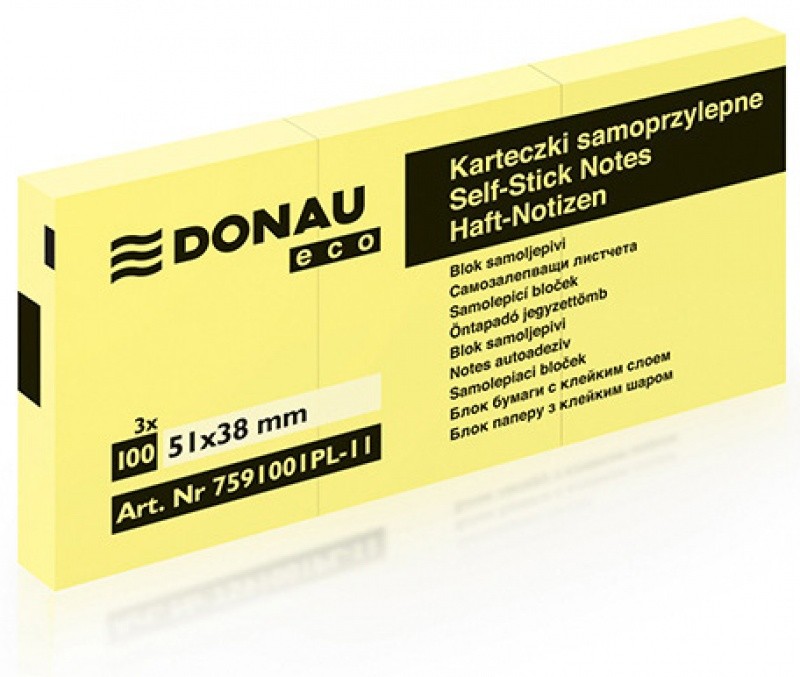 Sticky sticker DONAU ECO 38X51mm 100 paper Yellow