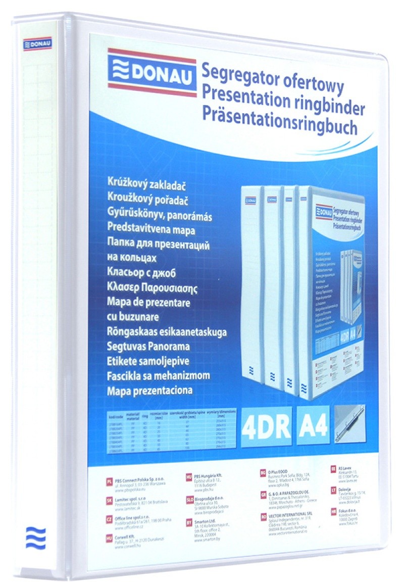 PANORAMA RINGBINDER DONAU PP 4RD/40 WHITE