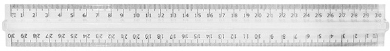 RULER WITH HANDLE, 30CM, TRANSPARENT, OPP BAG