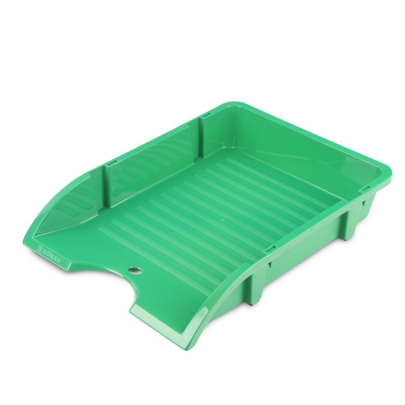 LETTER TRAY DONAU, UNBREAKABLE, SOLID, PP, A4, GREEN