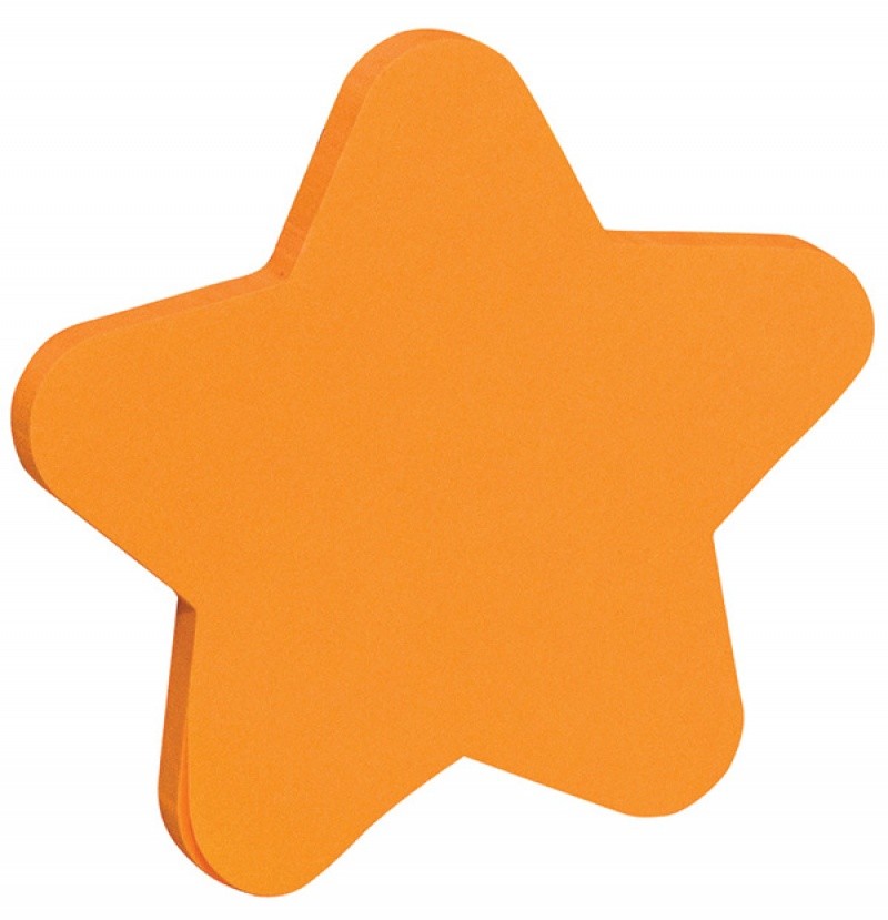 SELF STICKY FANCY NOTES, STAR, 50 SHEETS ORANGE NEON