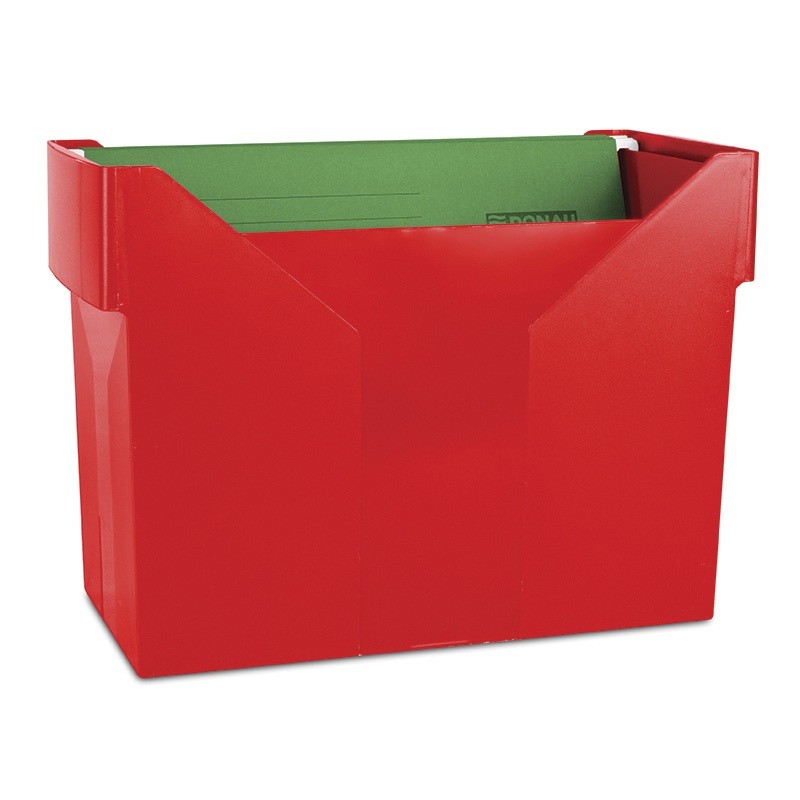 MINI ARCHIVE FILE BOX DONAU, PLASTIC, RED, 5 FILES FREE