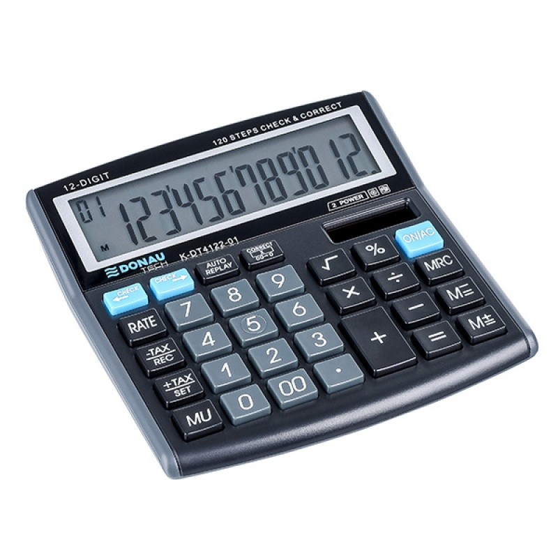 DESKTOP CALCULATOR DONAU TECH, K-DT4122, 136X134X28 MM, BLACK