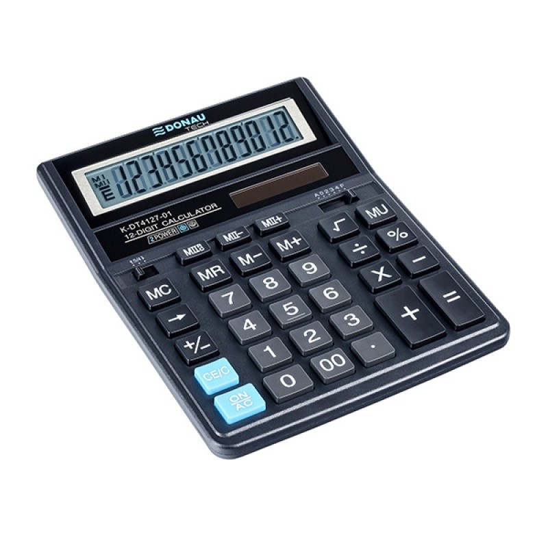 DESKTOP CALCULATOR DONAU TECH, K-DT4127, 203X158X31 MM, BLACK
