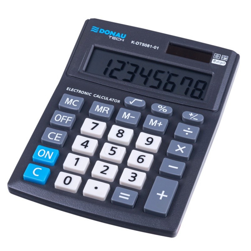 DESKTOP CALCULATOR DONAU TECH OFFICE, K-DT5081, 137X101X30MM, 8 DIGITS, BLACK