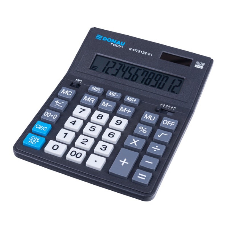DESKTOP CALCULATOR DONAU TECH OFFICE, K-DT5122, 201X155X35MM, 12 DIGITS, MU, M II, BLACK