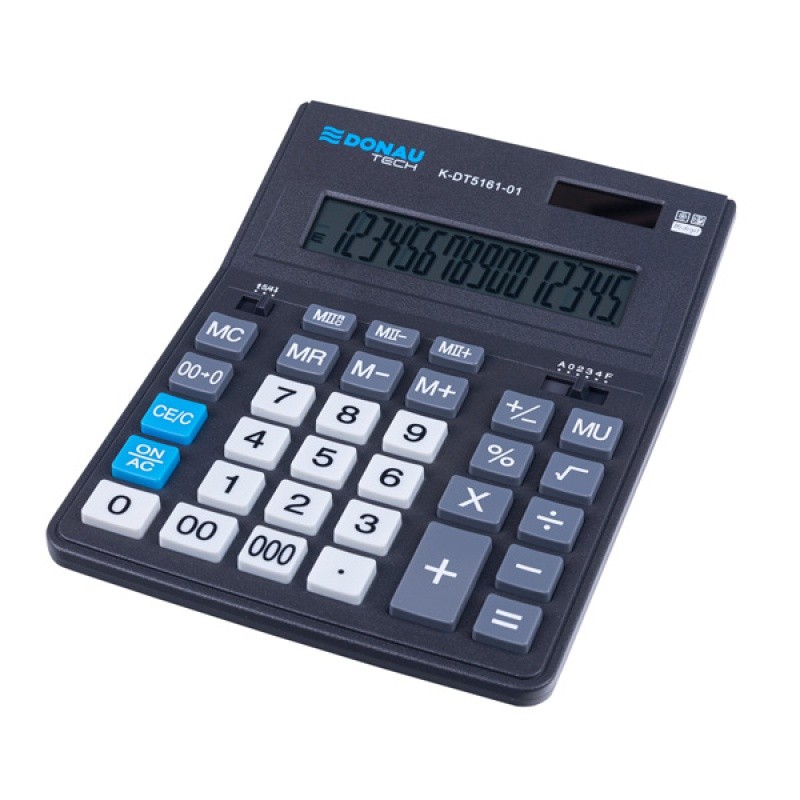 DESKTOP CALCULATOR DONAU TECH OFFICE, K-DT5161, 201X155X35MM, 16 DIGITS, MU, M II, BLACK