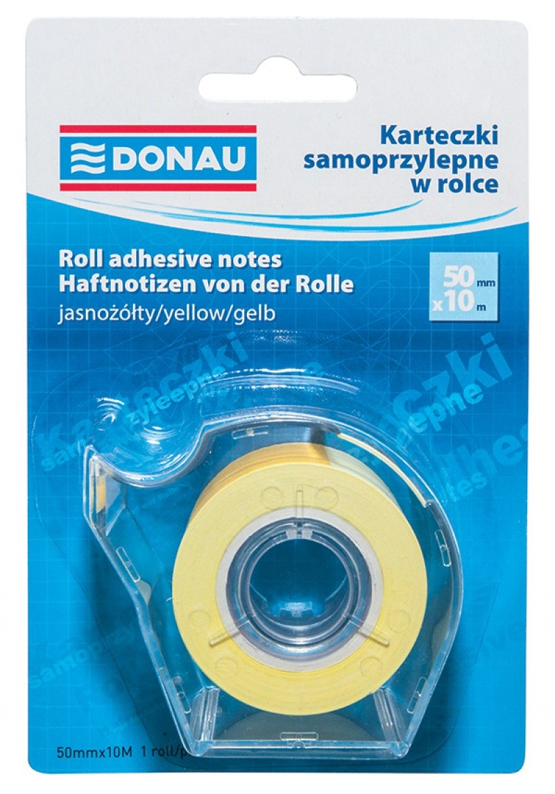 ROLL ADHESIVE NOTES, DONAU, 50MMX10M, PASTEL YELLOW