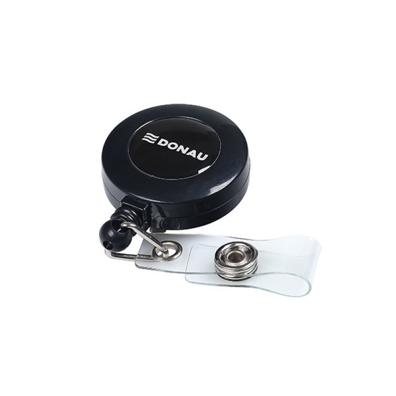 RETRACTABLE BADGE REEL 80CM, DONAU,  10PCS., BLACK /KF14147